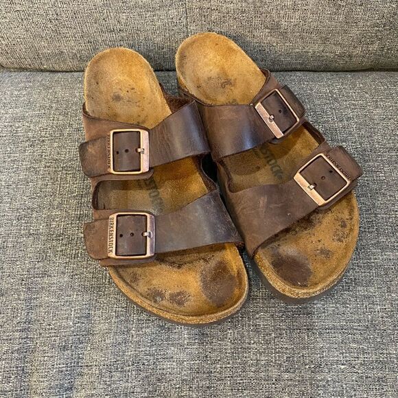 Birkenstock Shoes - Birkenstock Arizona Oiled Leather Brown Sandals Women Size 8